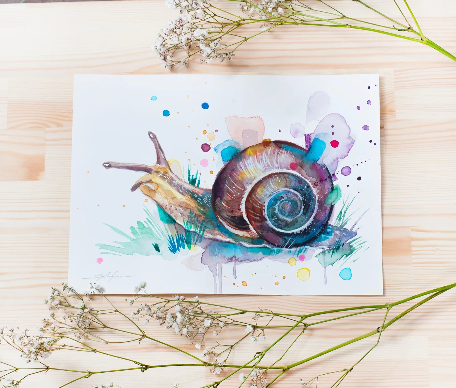 "Snail" Original Watercolor Painting