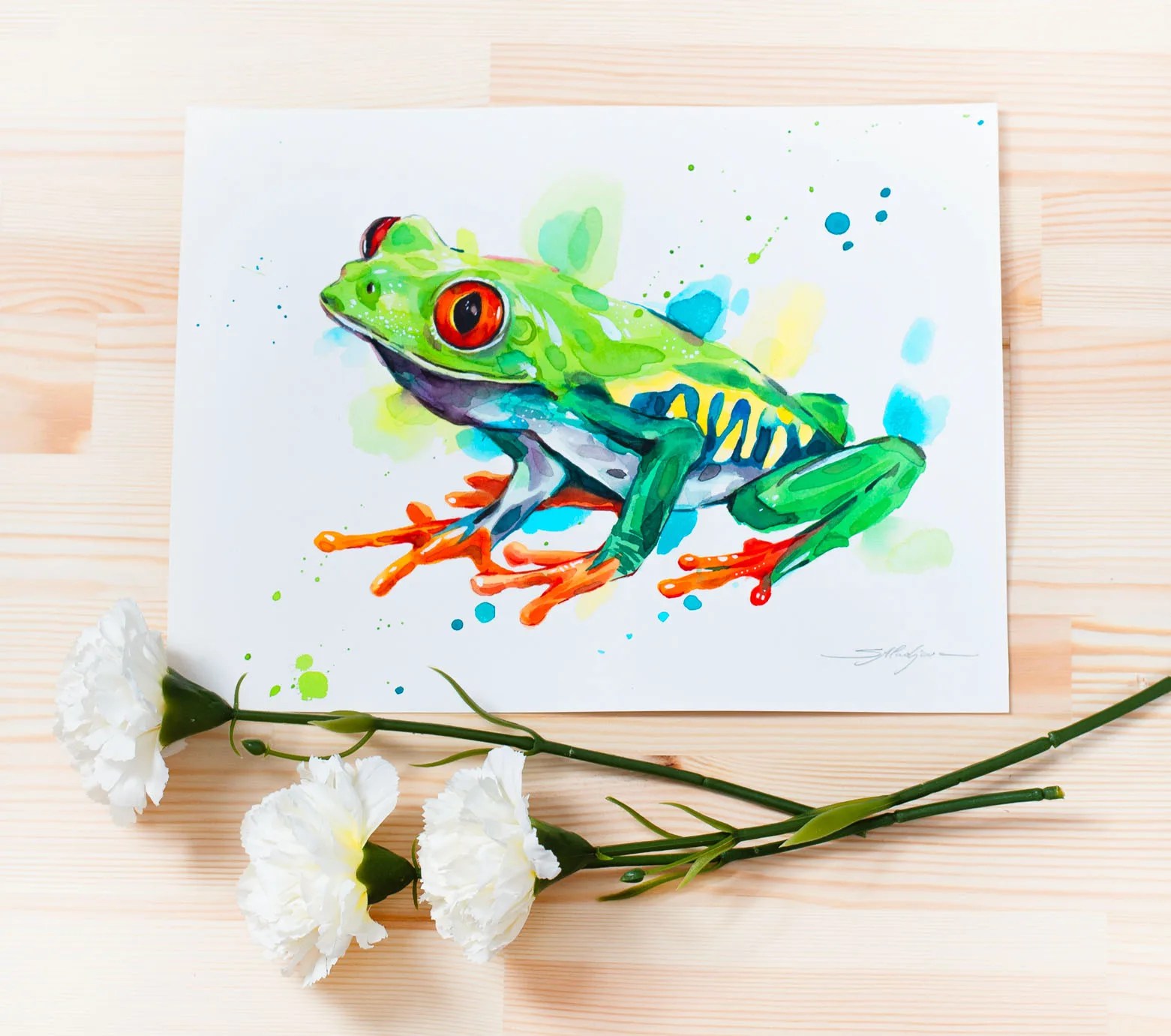 "Red-eyed tree frog" Original Watercolor Painting