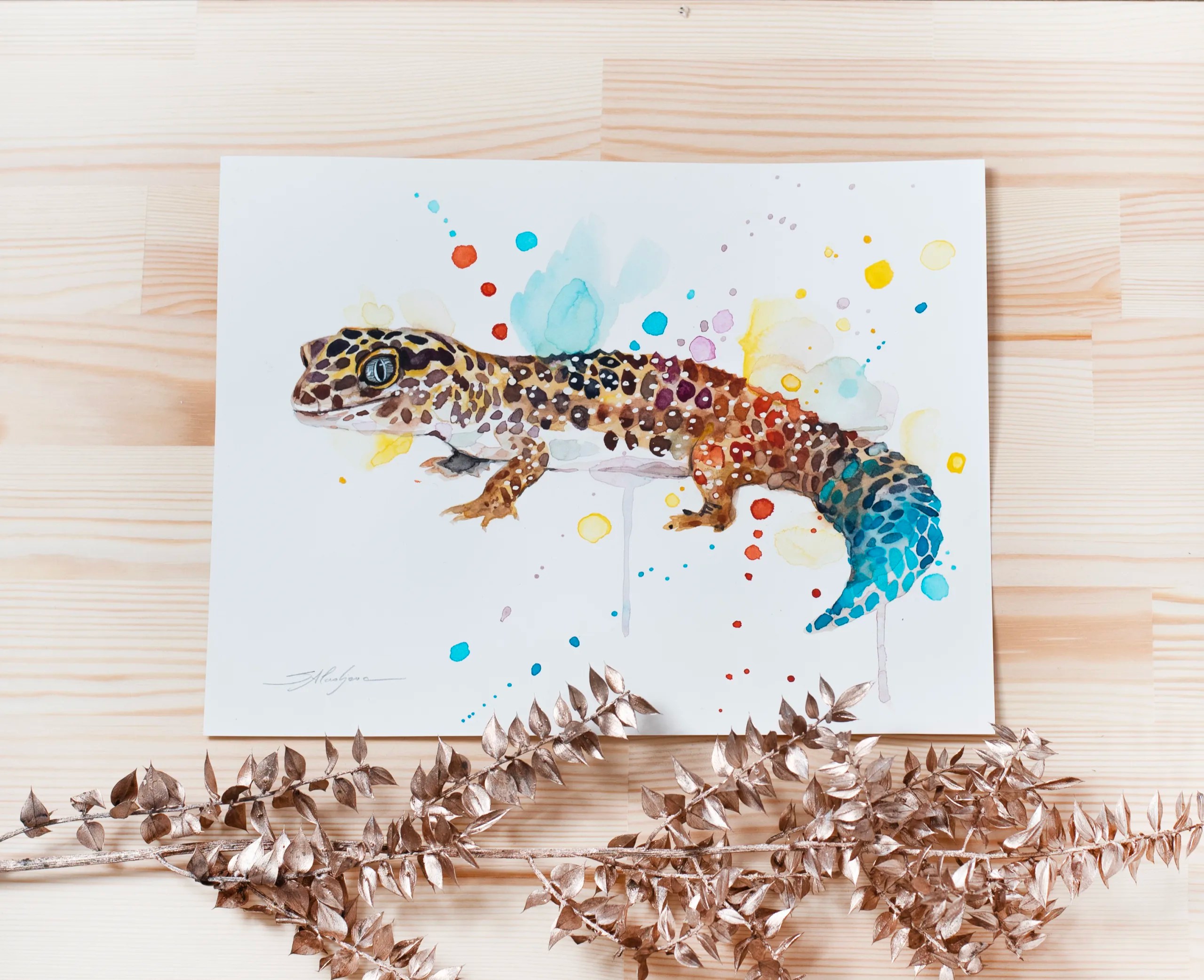 "Leopard gecko" Original Watercolor Painting