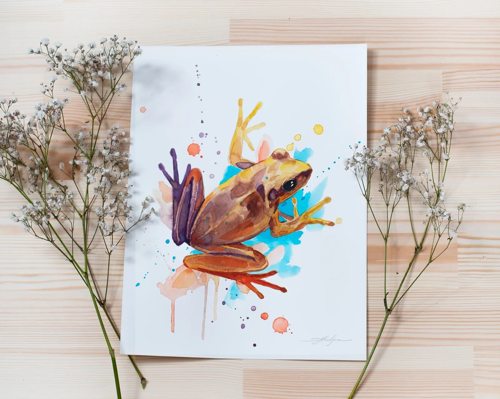 "Yellow Frog" Original Watercolor Painting
