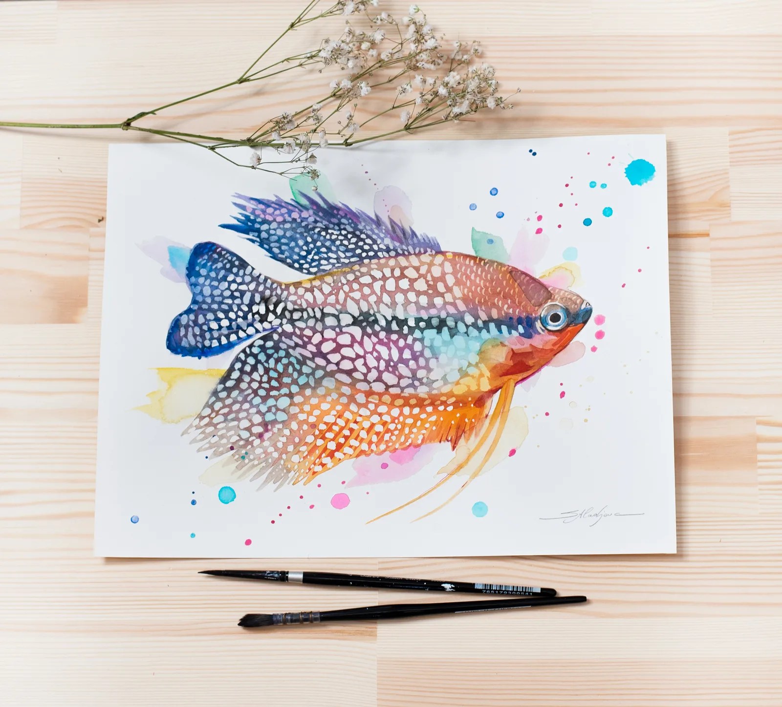 "Pearl gourami" Original Watercolor Painting