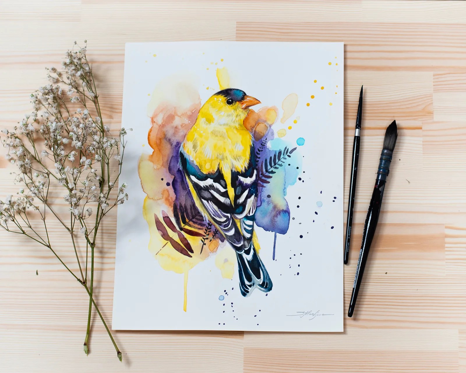 "American Goldfinch" Original Watercolor Painting