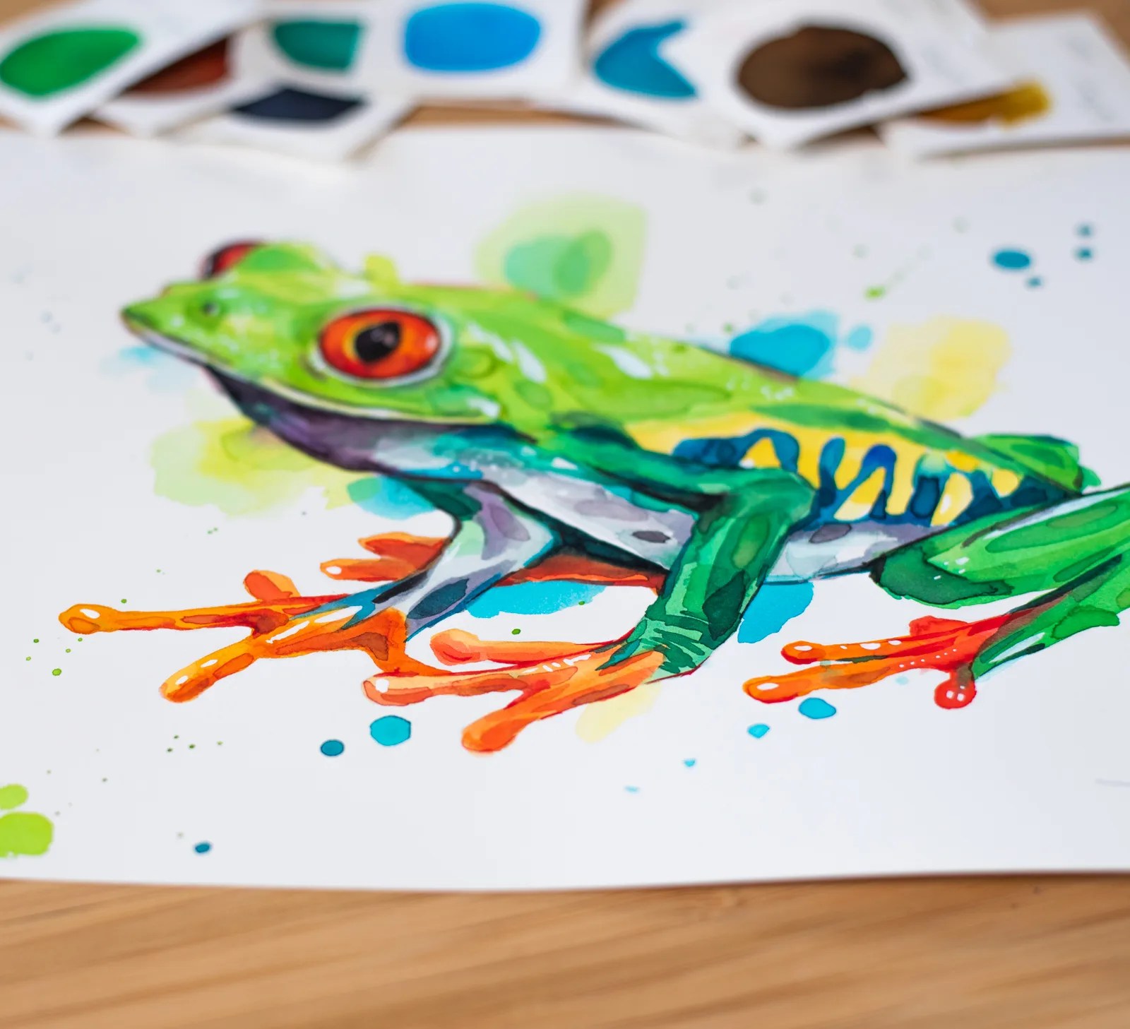 "Red-eyed tree frog" Original Watercolor Painting