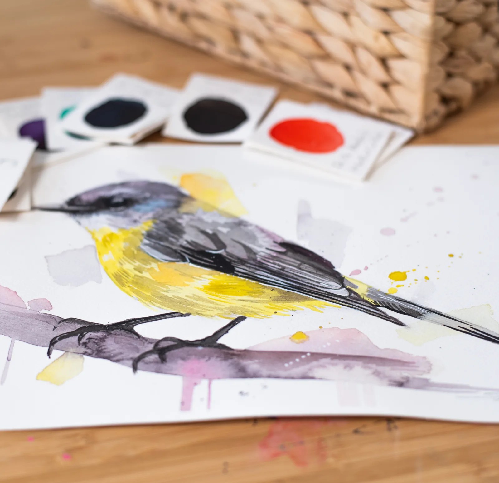 "Eastern yellow robin" Original Watercolor Painting, bird