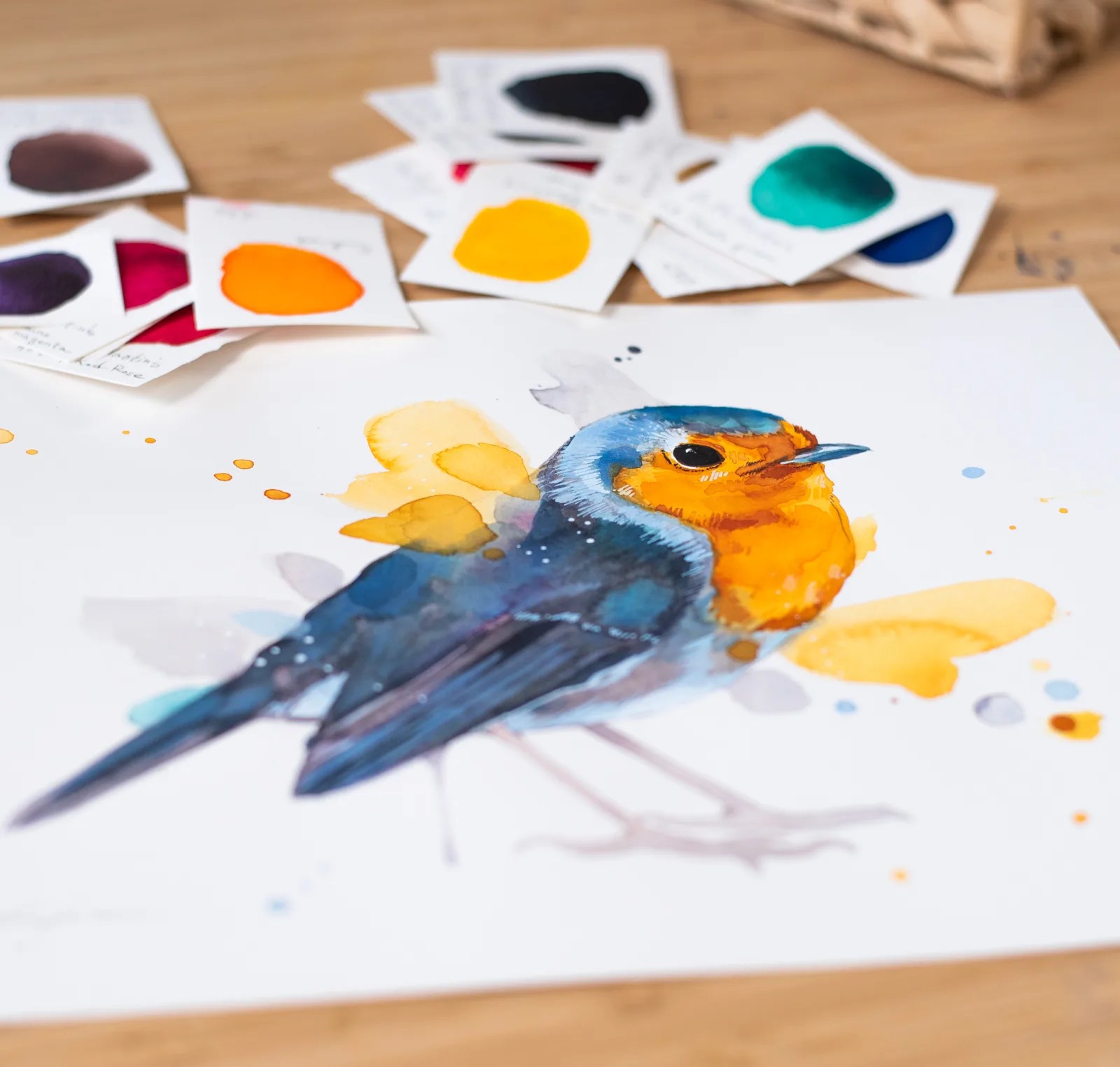 "European robin" Original Watercolor Painting, bird