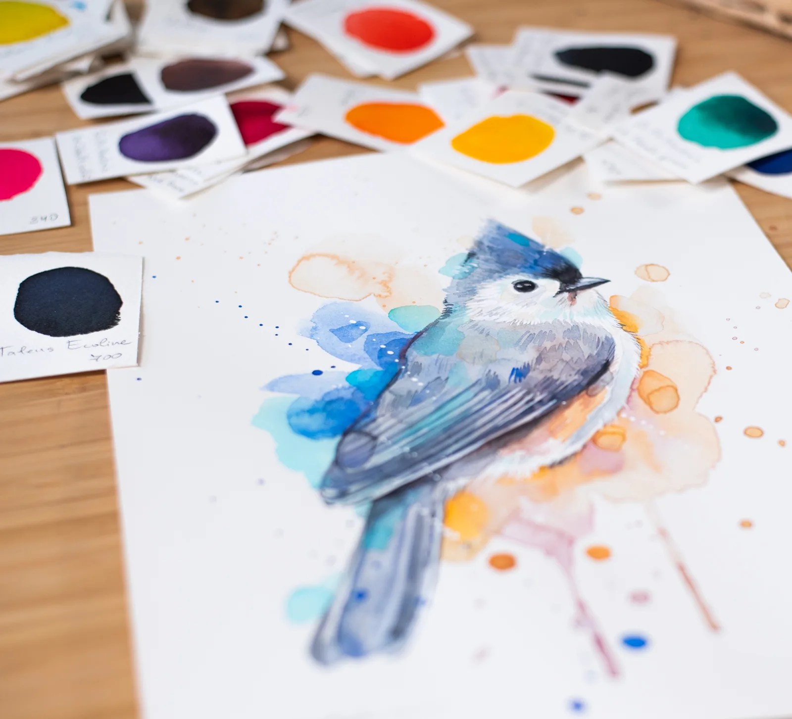 "Tufted Titmouse" Original Watercolor Painting, bird