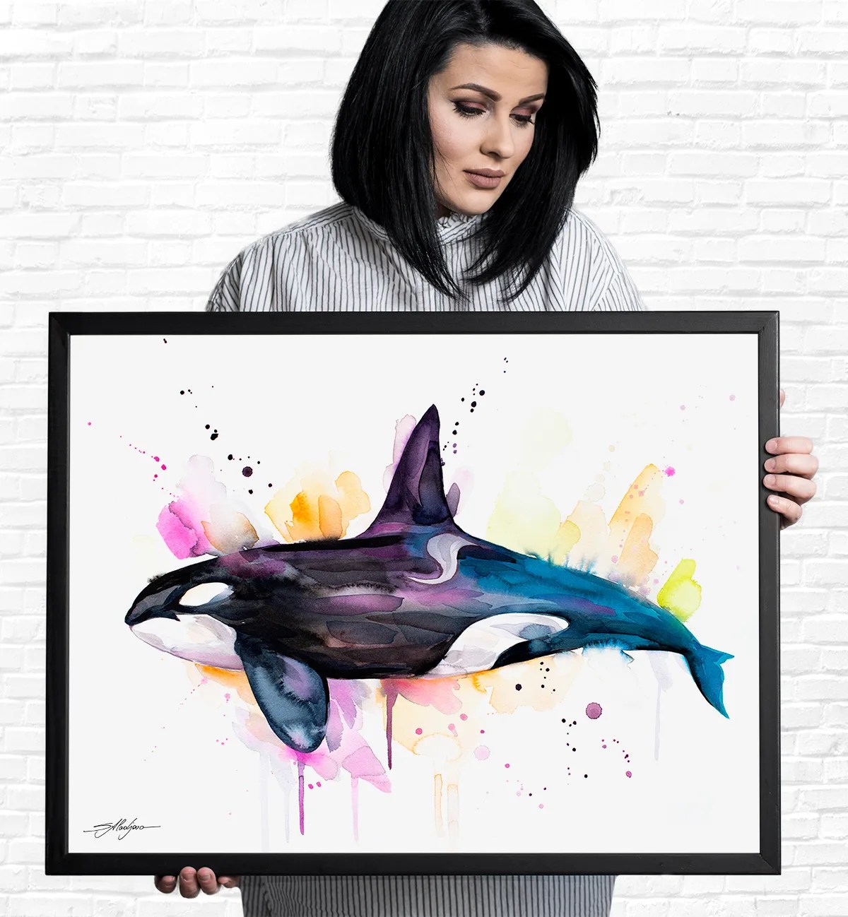 Killer whale watercolor painting print by Slaveika Aladjova, art, animal, illustration, Sea art, sea life art, home decor, Wall art, Orca