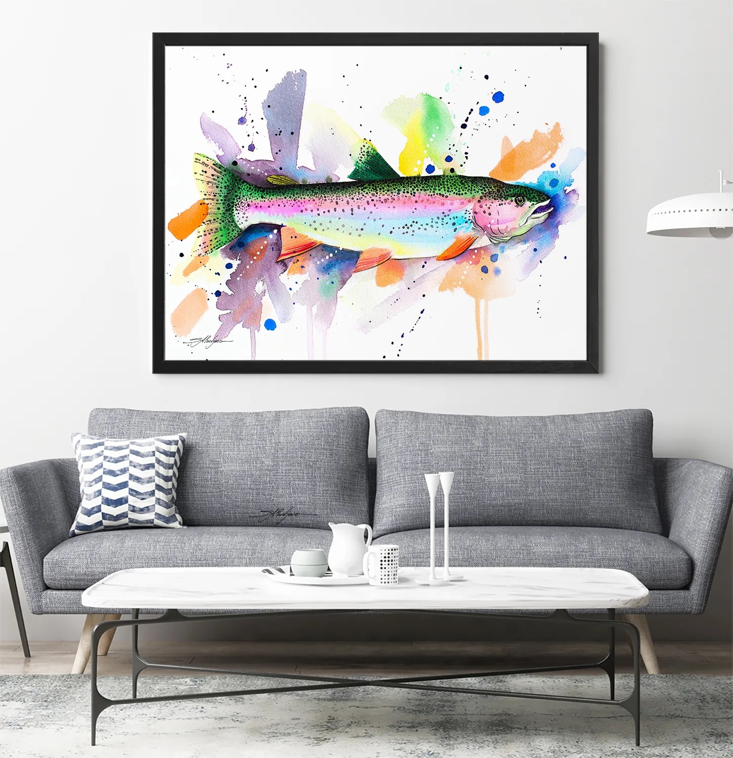 Rainbow trout watercolor painting print by Slaveika Aladjova