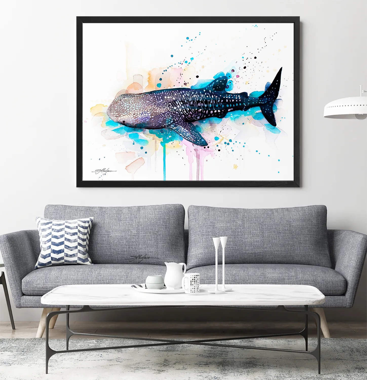 Whale shark watercolor painting print by Slaveika Aladjova