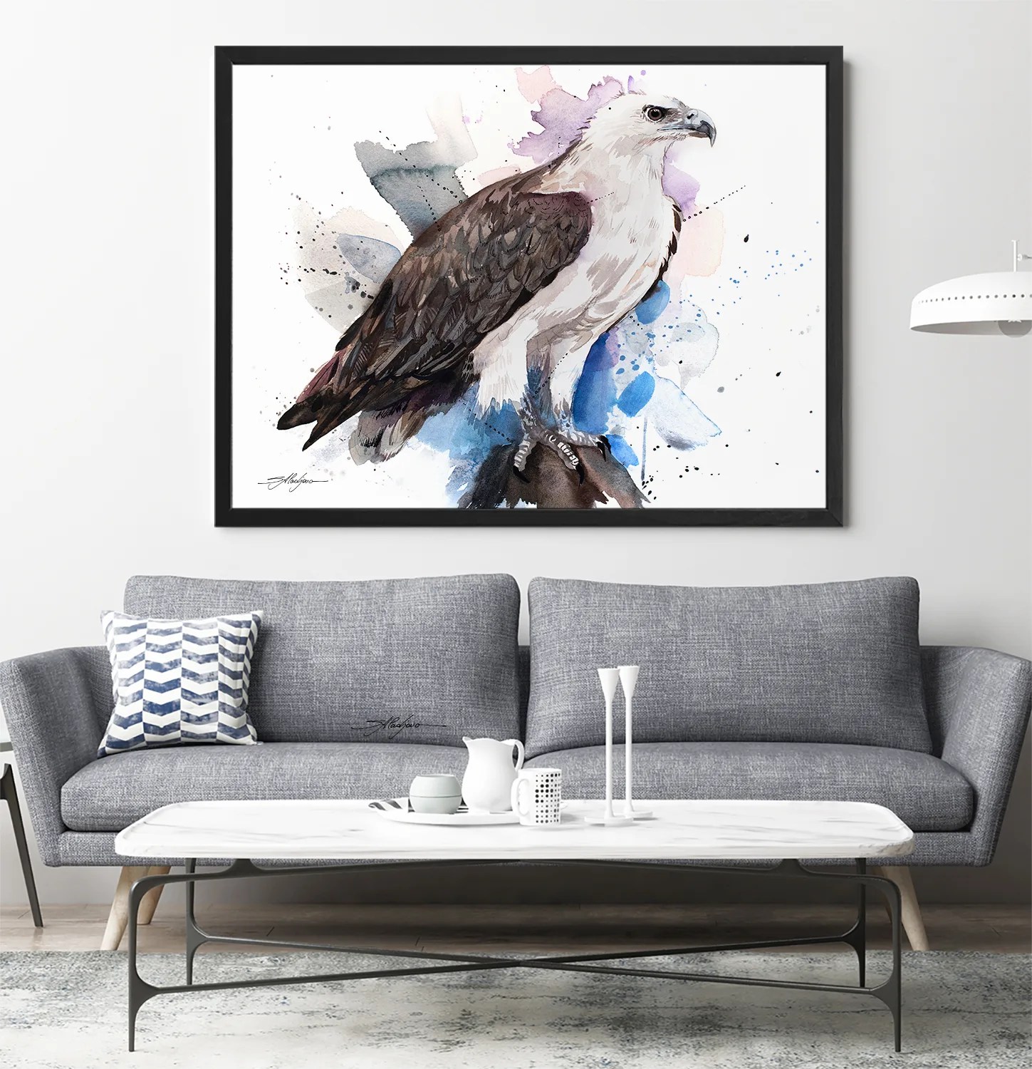 White-bellied sea eagle watercolor painting print by Slaveika Aladjova