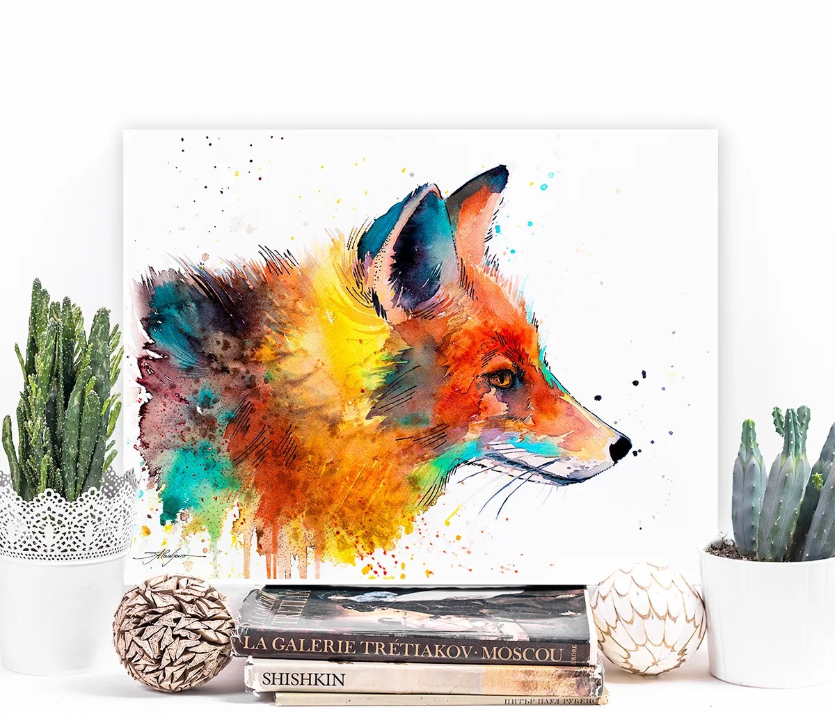 Fox watercolor painting print by Slaveika Aladjova, art, animal, illustration, home decor, Nursery, gift, Wildlife, wall art