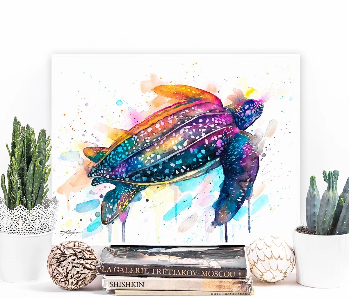 What Collectors Say 21 Leatherback sea turtle watercolor painting print by Slaveika Aladjova, art,animal, illustration, Sea art, sea life art, home decor, Wall art