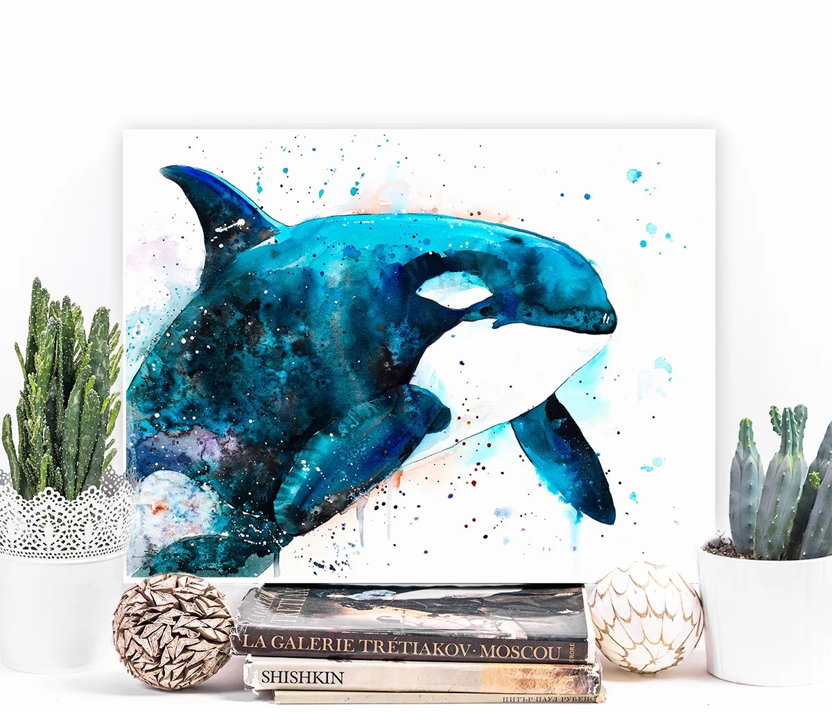 Orca watercolor painting print by Slaveika Aladjova,