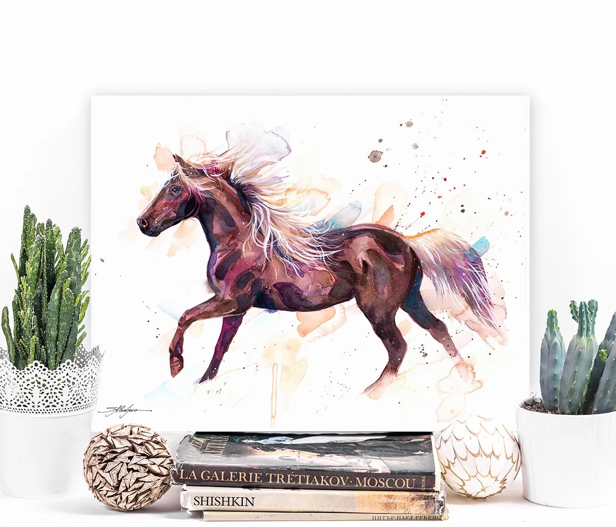 Rocky Mountain Horse watercolor painting print by Slaveika Aladjova