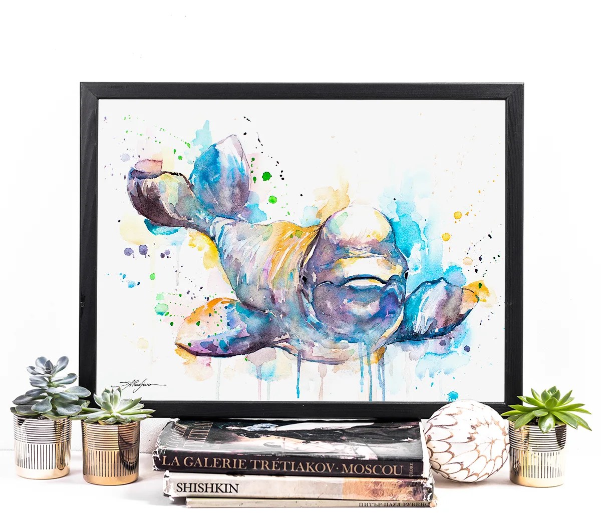 Beluga Whale watercolor painting print by Slaveika Aladjova, art, animal, illustration, Sea art, sea life art,