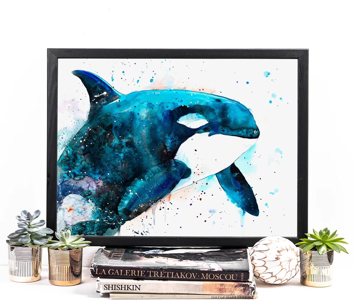 Orca watercolor painting, limited edition art print by Slaveika Aladjova, view 3