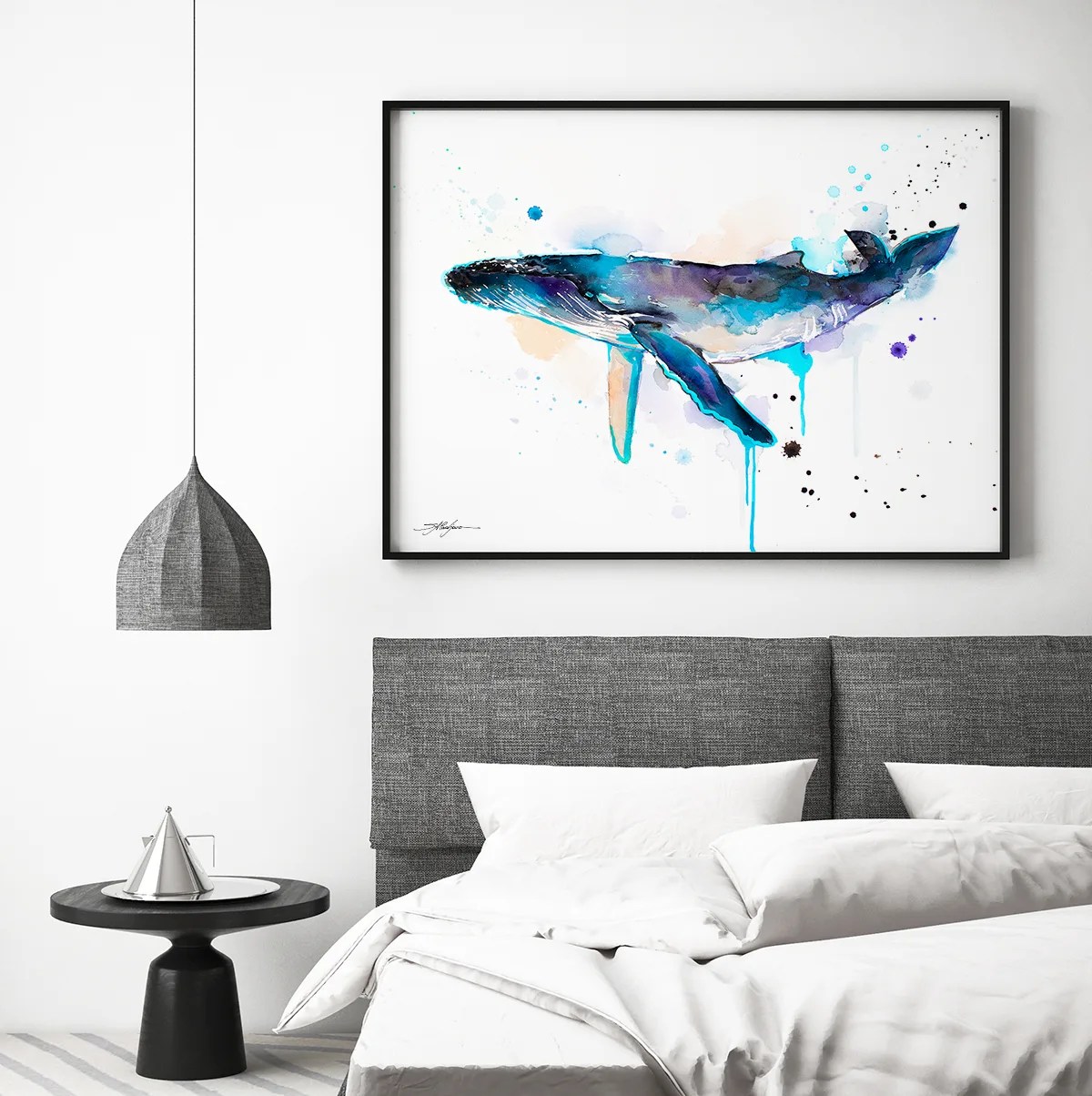 Humpback whale watercolor painting, limited edition art print by Slaveika Aladjova, view 3