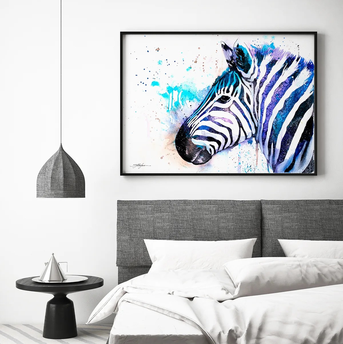 Zebra watercolor painting, limited edition art print by Slaveika Aladjova, view 4
