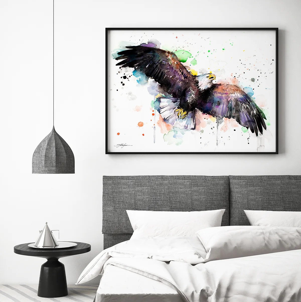 Bald Eagle watercolor painting print by Slaveika Aladjova, animal, illustration, bird art,