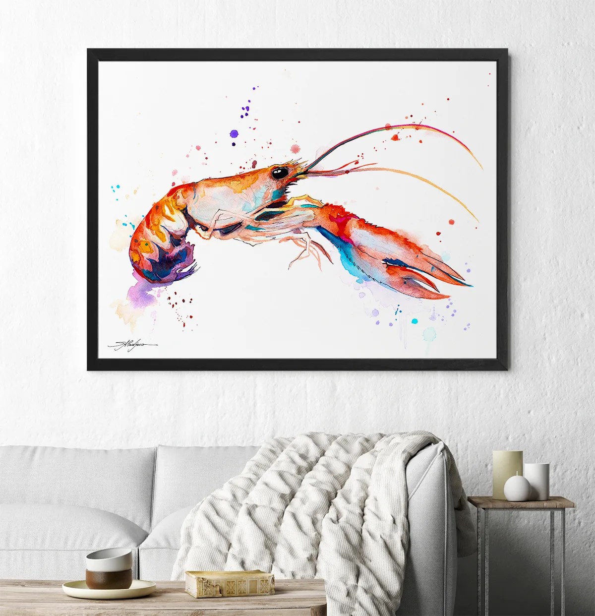 Crawfish watercolor painting, limited edition art print by Slaveika Aladjova, view 3