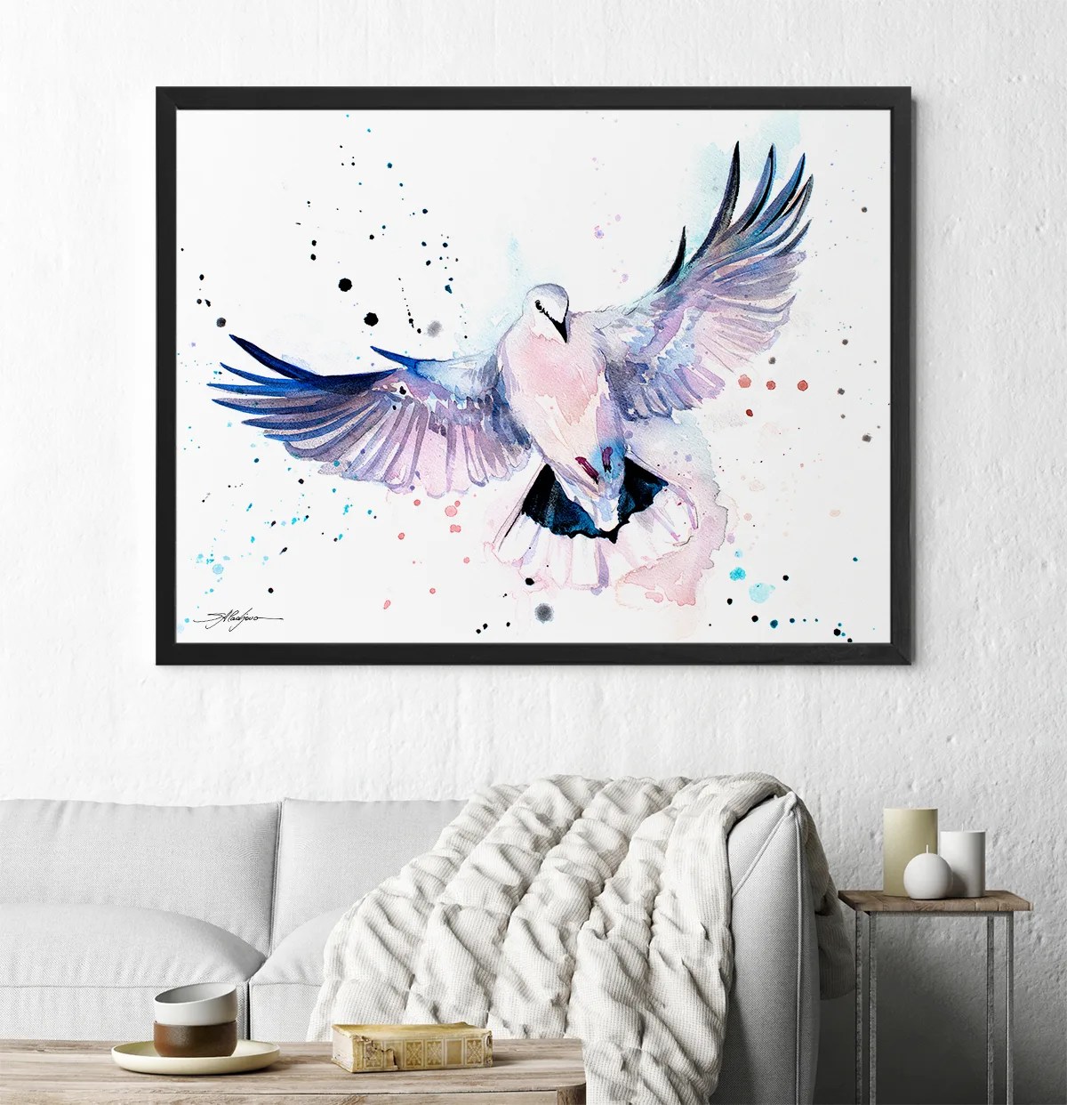 Dove watercolor painting print by Slaveika Aladjova, art, animal, illustration, bird, home decor, wall art, gift, Wildlife, Contemporary