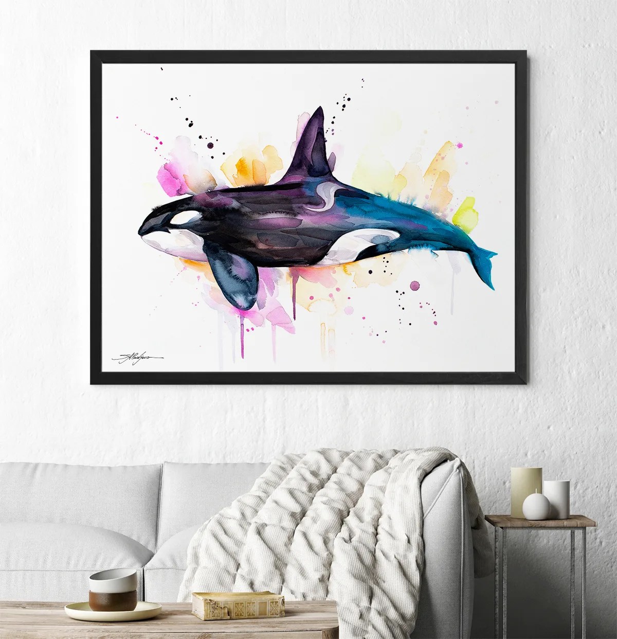 Killer whale watercolor painting, limited edition art print by Slaveika Aladjova, view 4