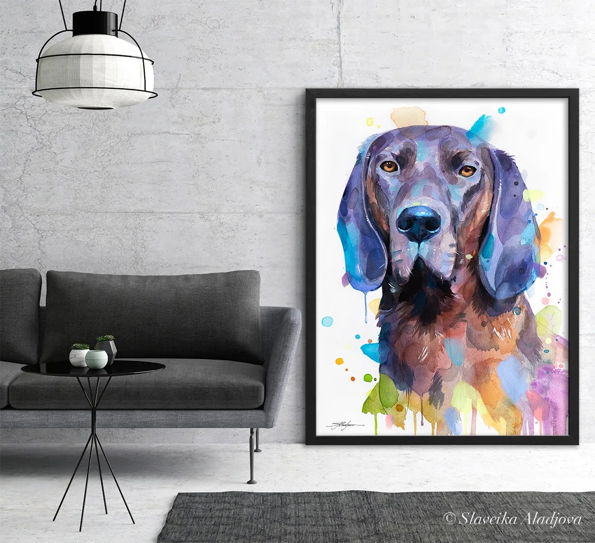 Hanover Hound watercolor painting, limited edition art print by Slaveika Aladjova, view 4