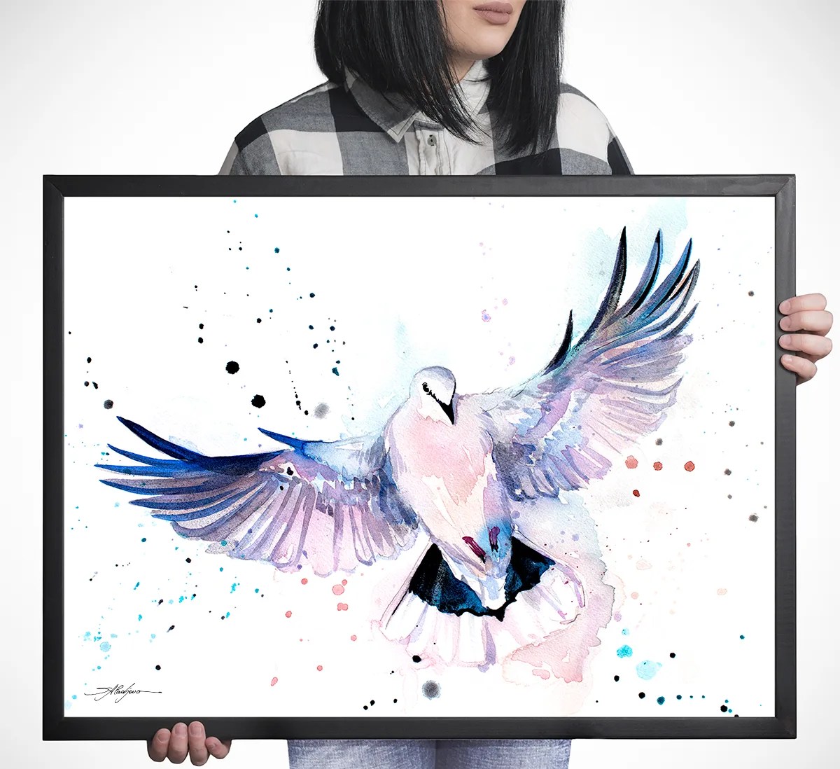 Dove watercolor painting print by Slaveika Aladjova, art, animal, illustration, bird, home decor, wall art, gift, Wildlife, Contemporary