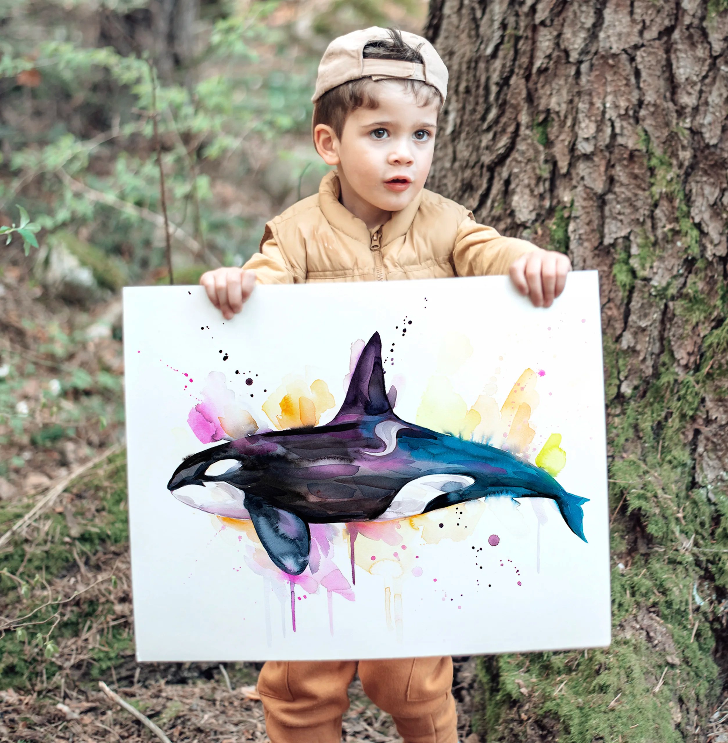 Killer whale watercolor painting print by Slaveika Aladjova, art, animal, illustration, Sea art, sea life art, home decor, Wall art, Orca