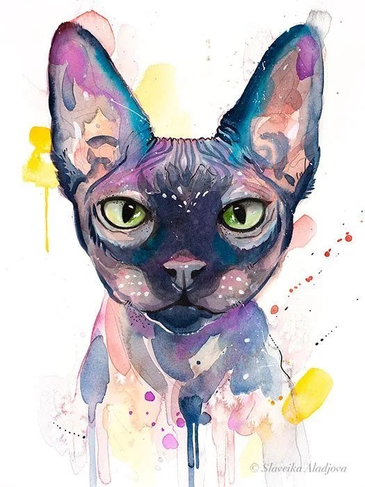 Cat Custom Hand painted Pet portrait