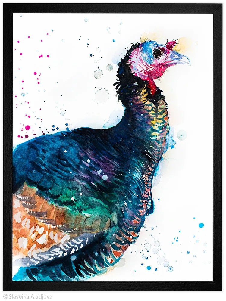 Turkey bird watercolor painting print by Slaveika Aladjova