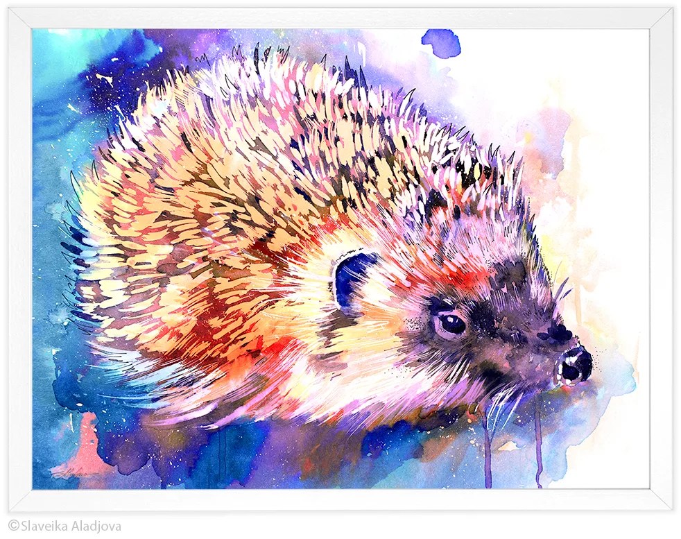 Hedgehog watercolor painting, limited edition art print by Slaveika Aladjova, view 4