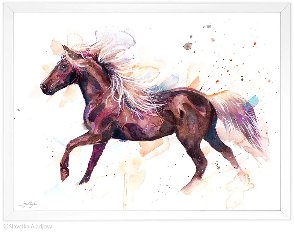 Rocky Mountain horse watercolor painting, limited edition art print by Slaveika Aladjova, view 4