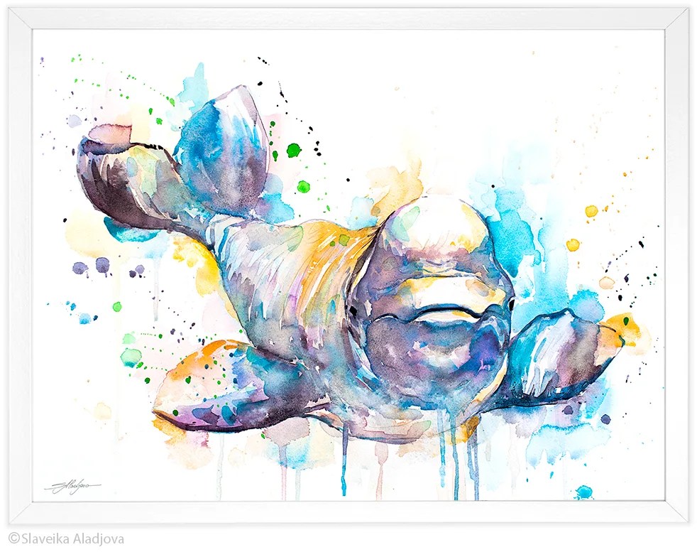 Beluga whale watercolor painting, limited edition art print by Slaveika Aladjova, view 4