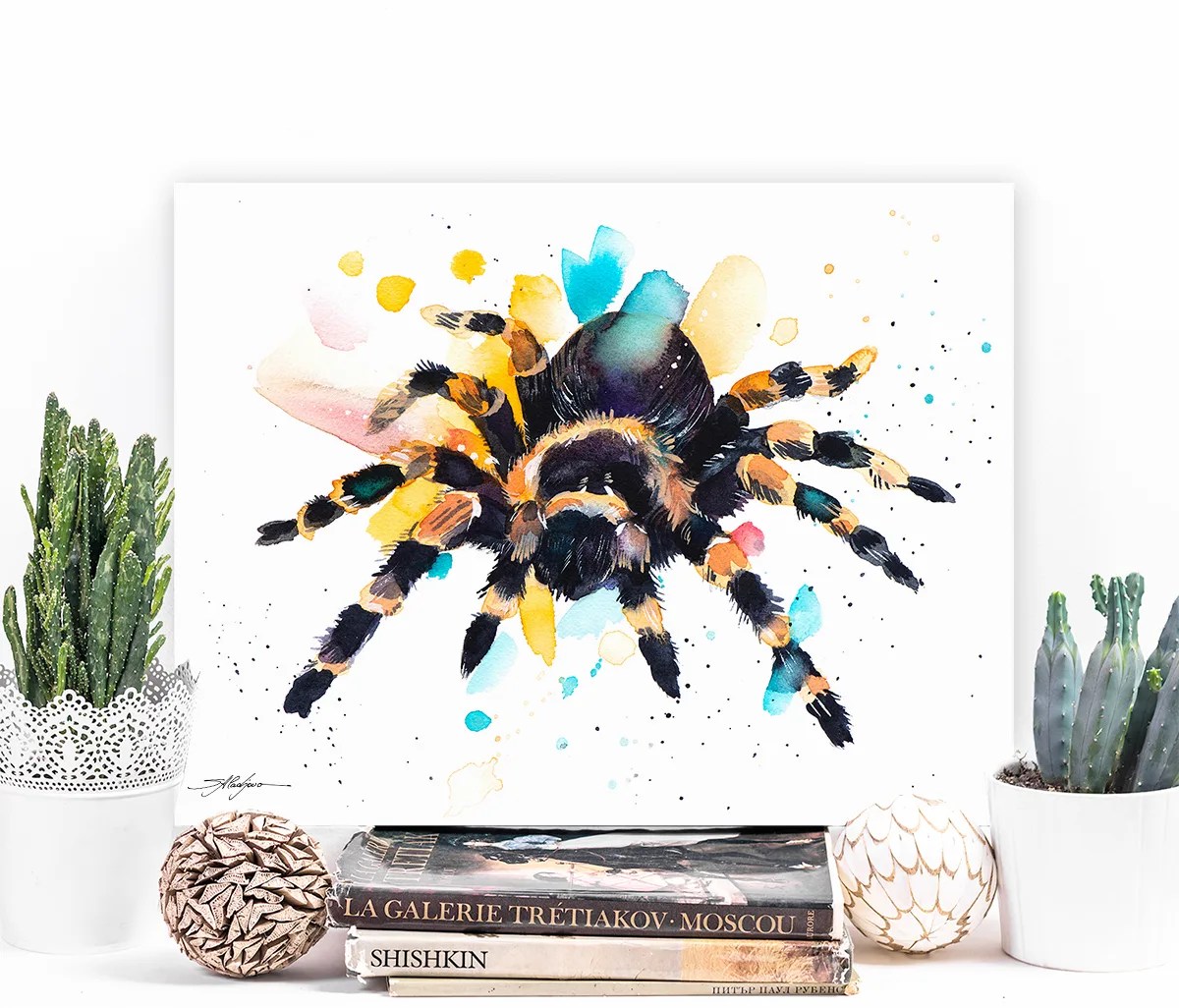Tarantula watercolor painting, limited edition art print by Slaveika Aladjova, view 3