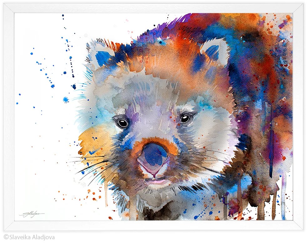 Wombat watercolor painting, limited edition art print by Slaveika Aladjova, view 4