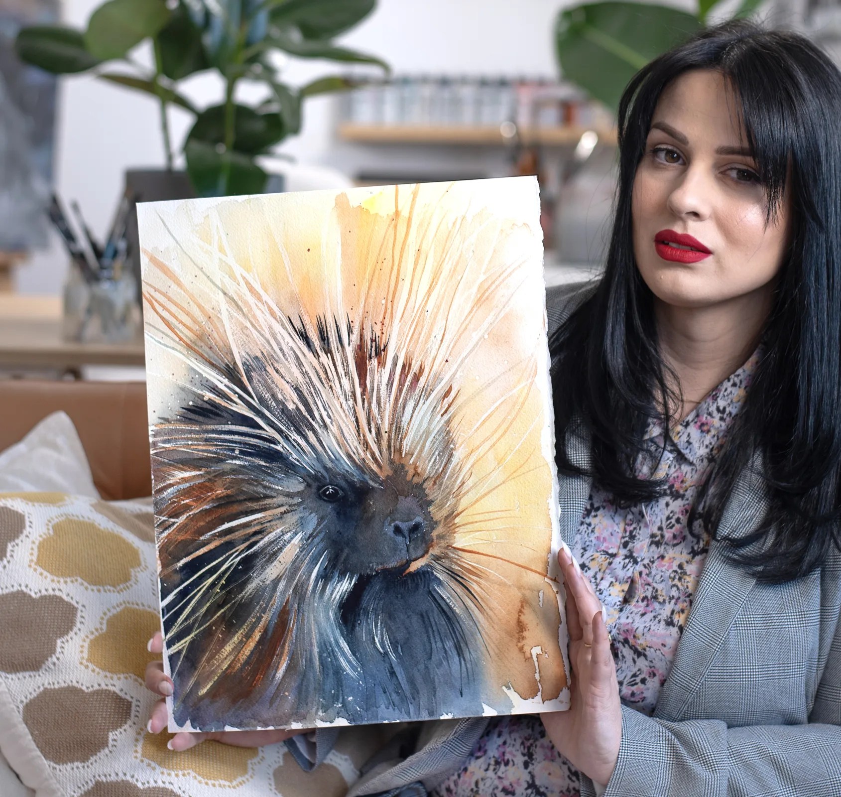 "North American porcupine" Original Watercolor Painting