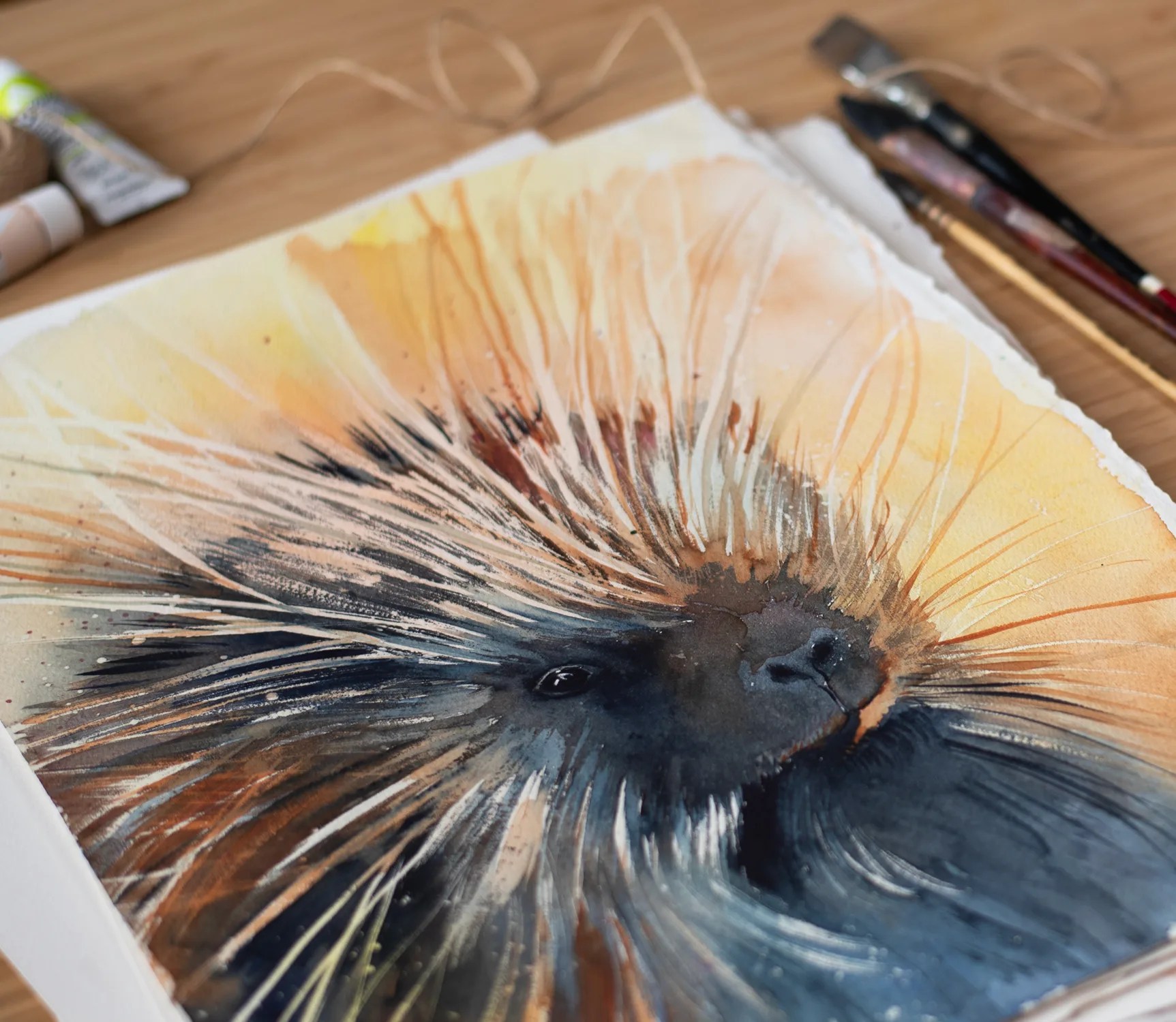 "North American porcupine" Original Watercolor Painting
