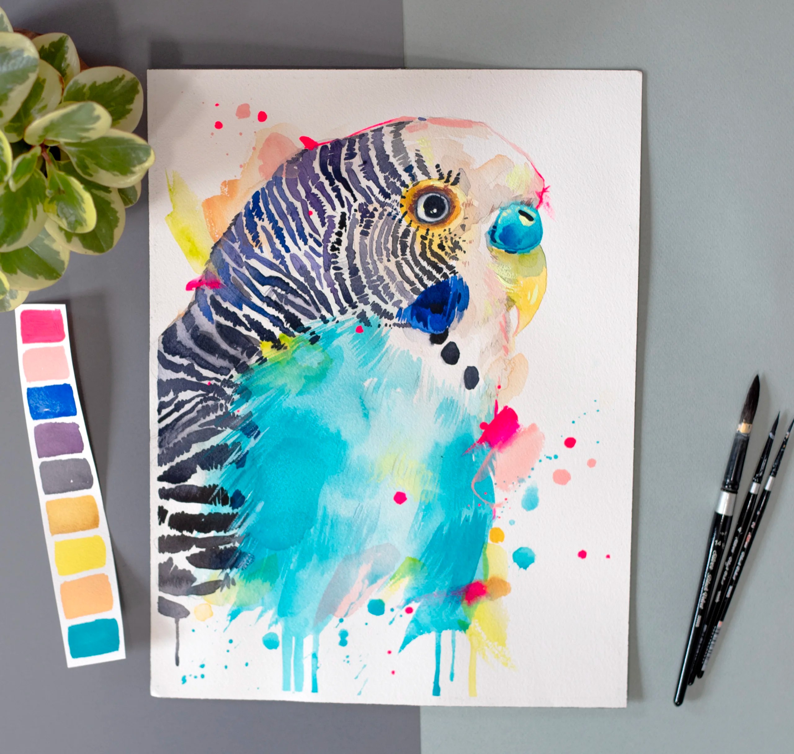 "Budgerigar parrot" Original Watercolor Painting