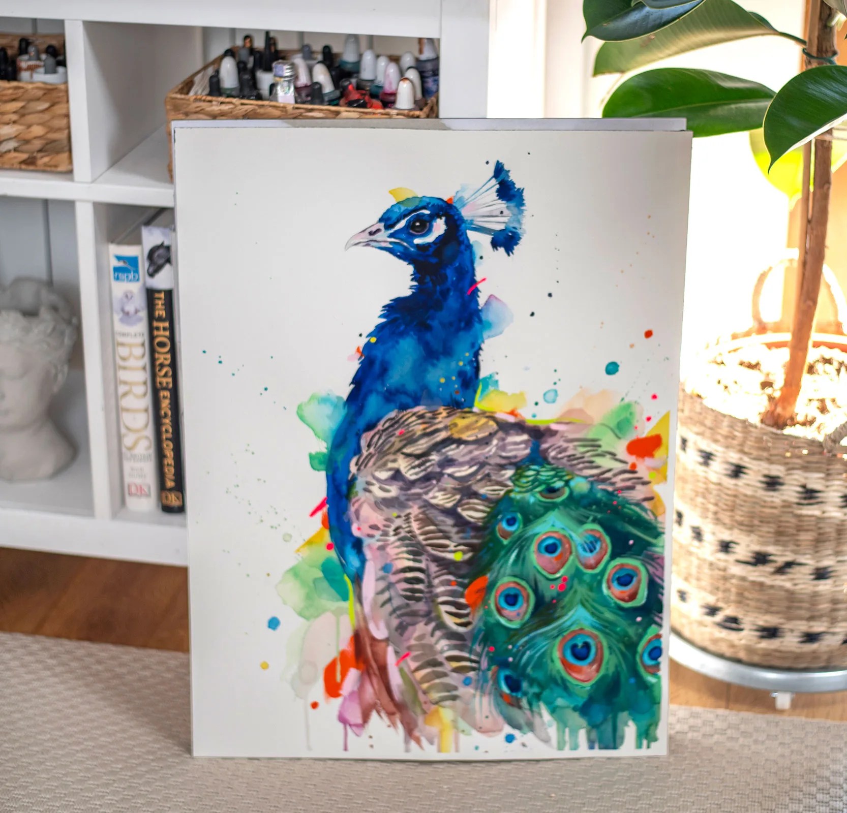 Peacock watercolor painting print