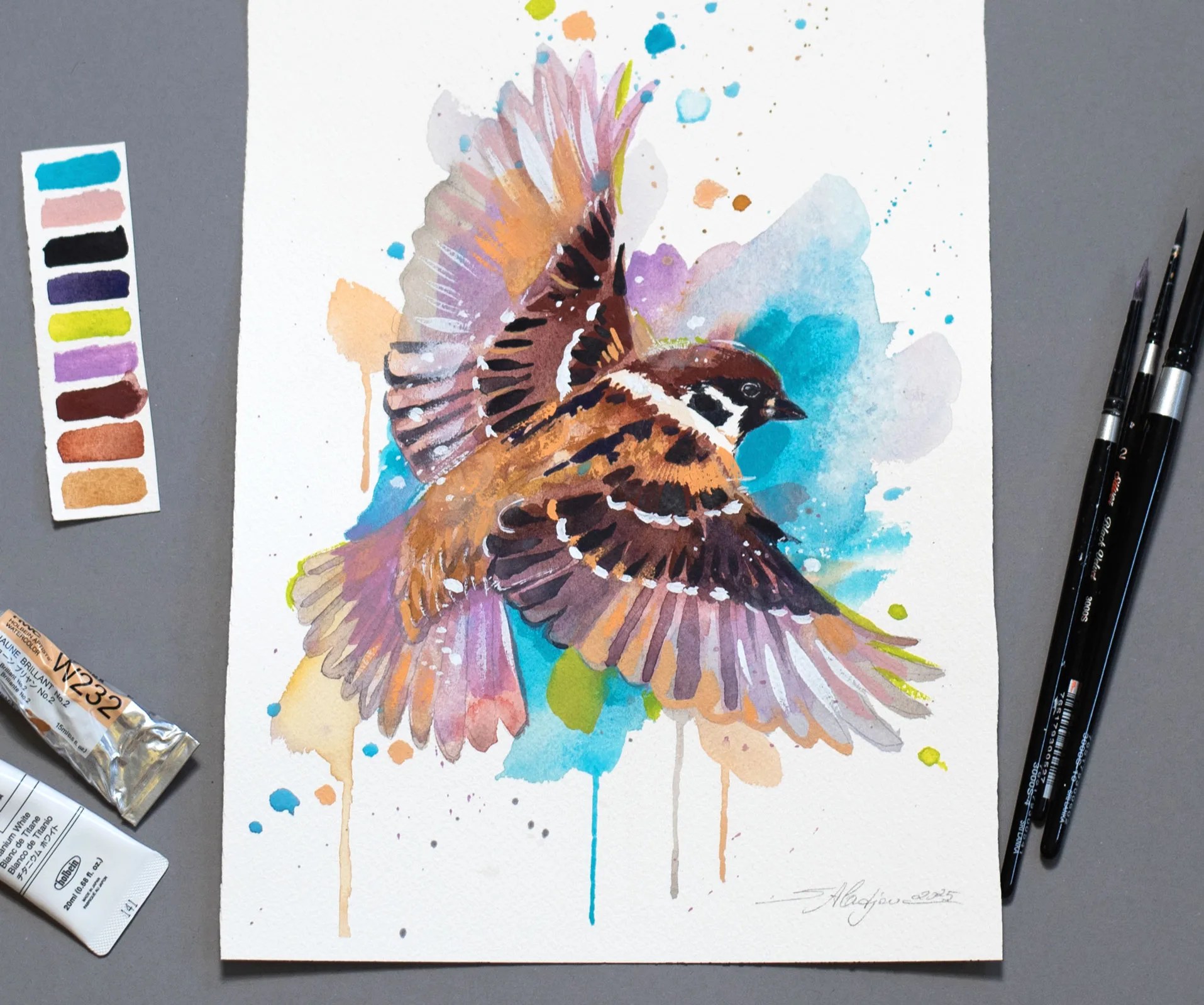 "Sparrow" Original Watercolor Painting