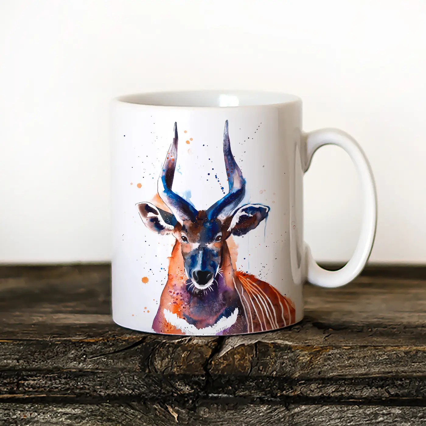 Bongo Antelope watercolor painting printed on an 11 oz ceramic art mug by Slaveika Aladjova