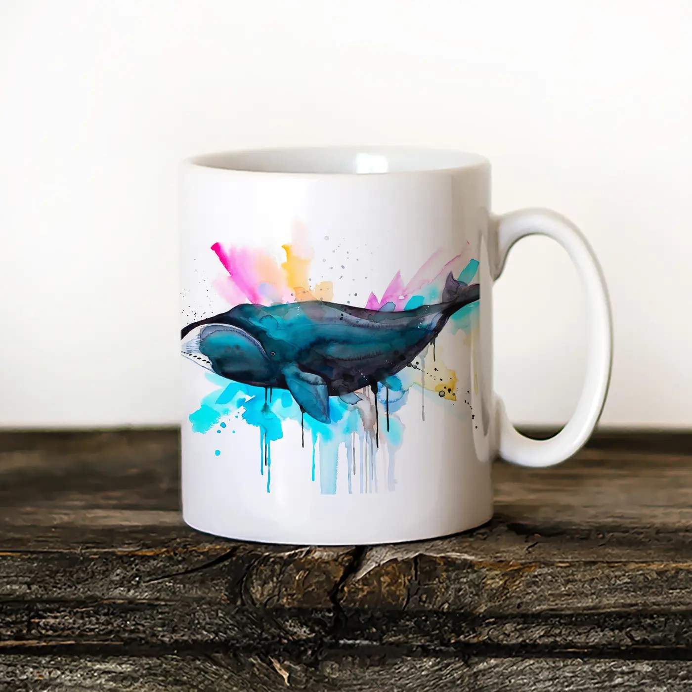 Bowhead Whale watercolor painting printed on an 11 oz ceramic art mug by Slaveika Aladjova