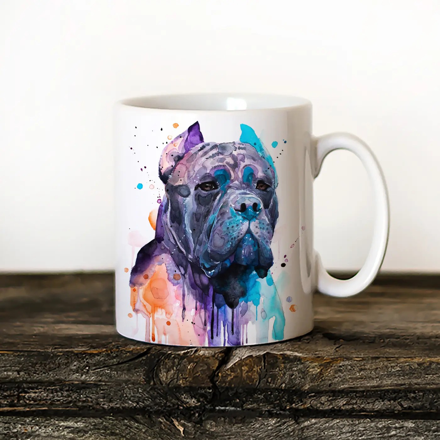 Cane Corso watercolor painting printed on an 11 oz ceramic art mug by Slaveika Aladjova