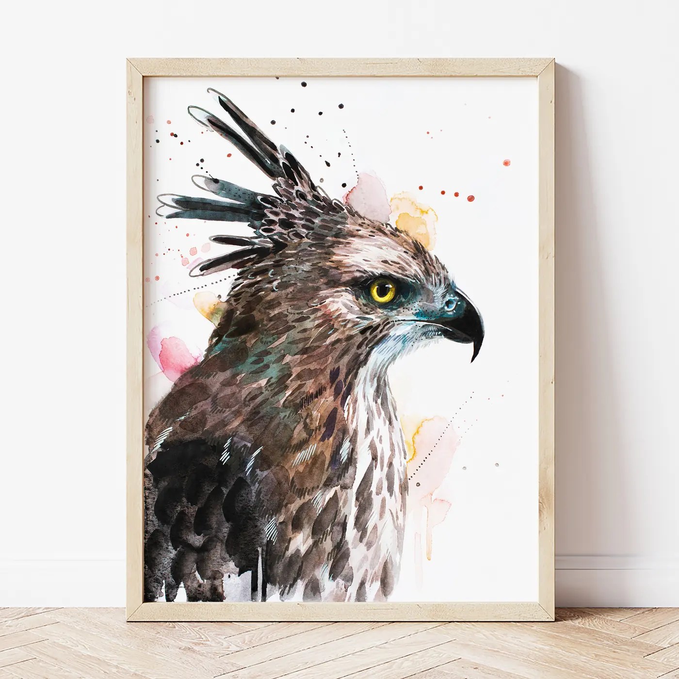 Changeable Hawk-Eagle watercolor painting the artwork on the T-shirt by Slaveika Aladjova