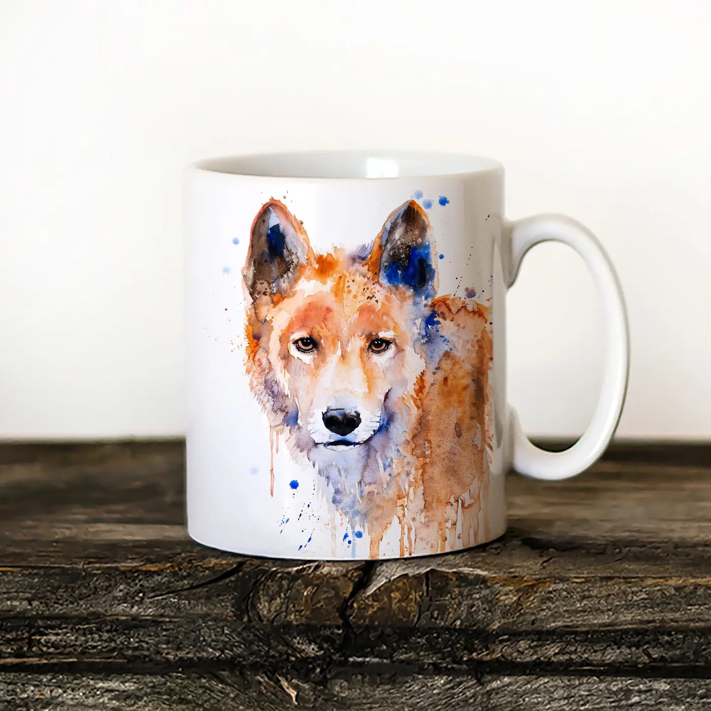 Dingo watercolor painting printed on an 11 oz ceramic art mug by Slaveika Aladjova