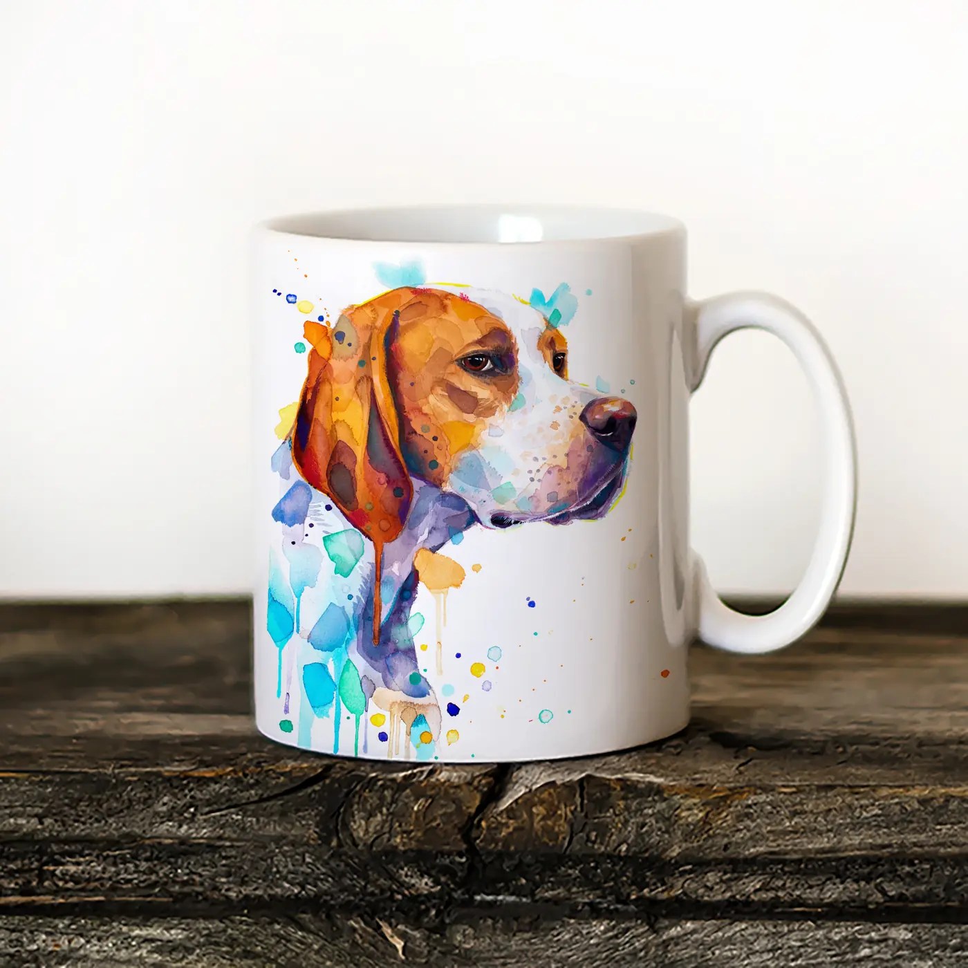 English Pointer watercolor painting printed on an 11 oz ceramic art mug by Slaveika Aladjova