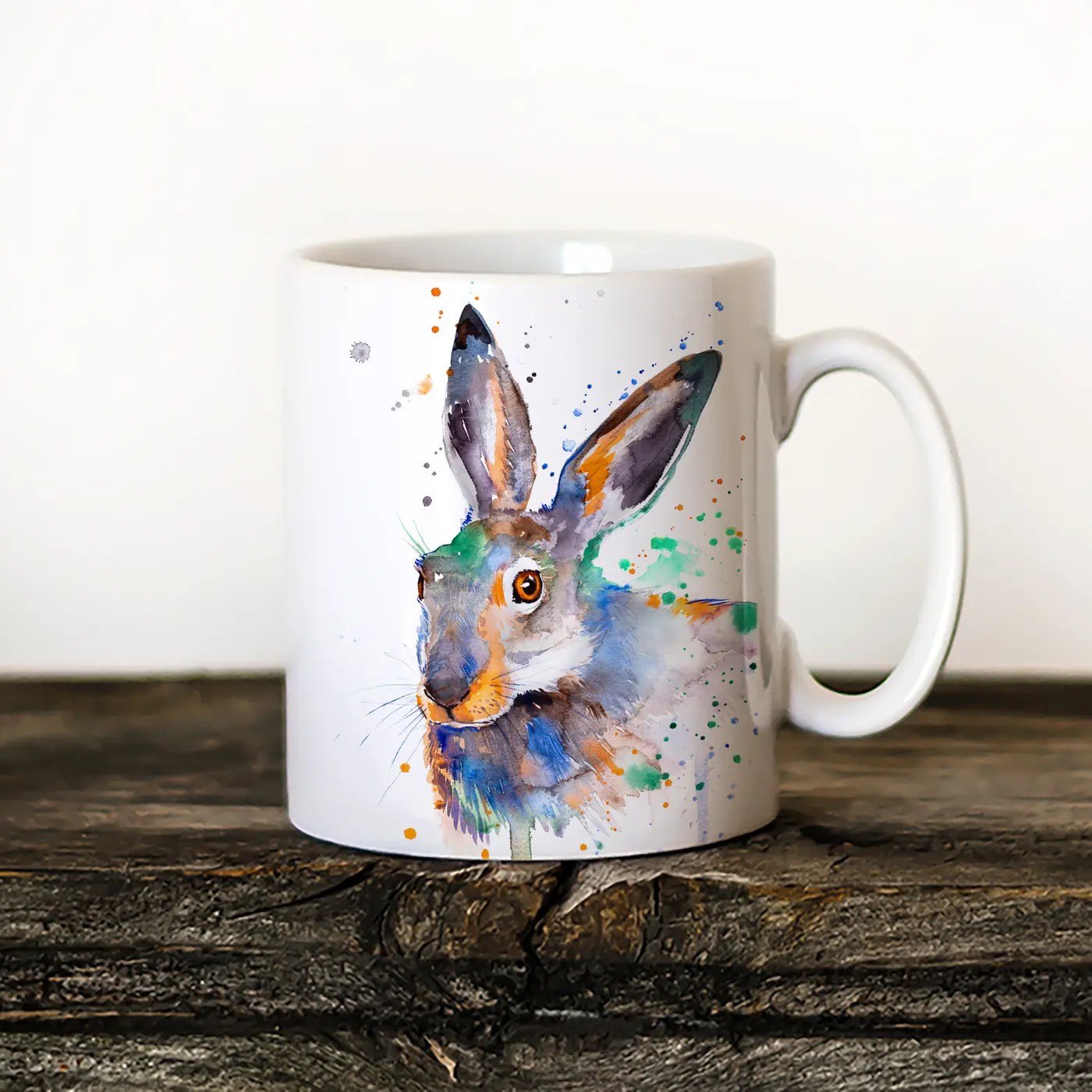 Jackrabbit watercolor painting printed on an 11 oz ceramic art mug by Slaveika Aladjova