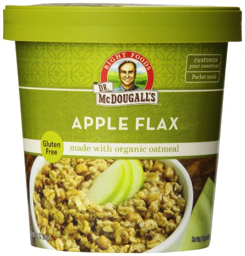 Dr. McDougall’s Right Foods Apple Flax Oatmeal Made With Organic Gluten Free Oats, 2.3-Ounce Cups (Pack of 6)