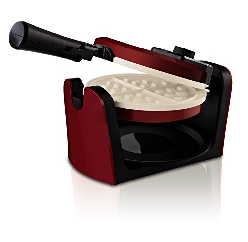 Oster CKSTWFBF10MR-ECO DuraCeramic Flip Waffle Maker, Candy Apple Red